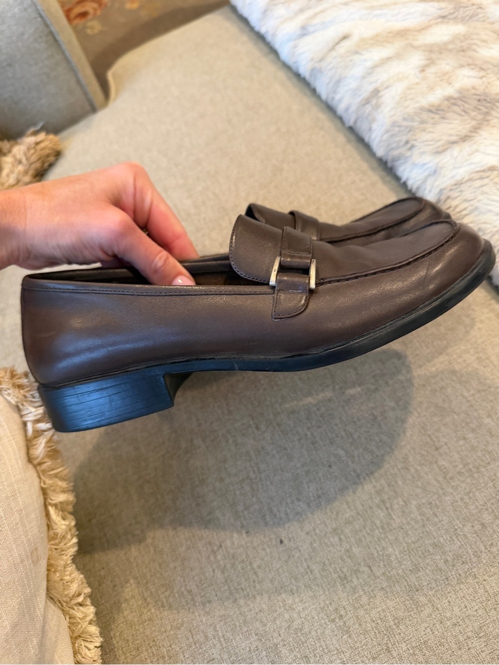 Women's Brown Leather Penny Loafers - Classic Everyday Flats